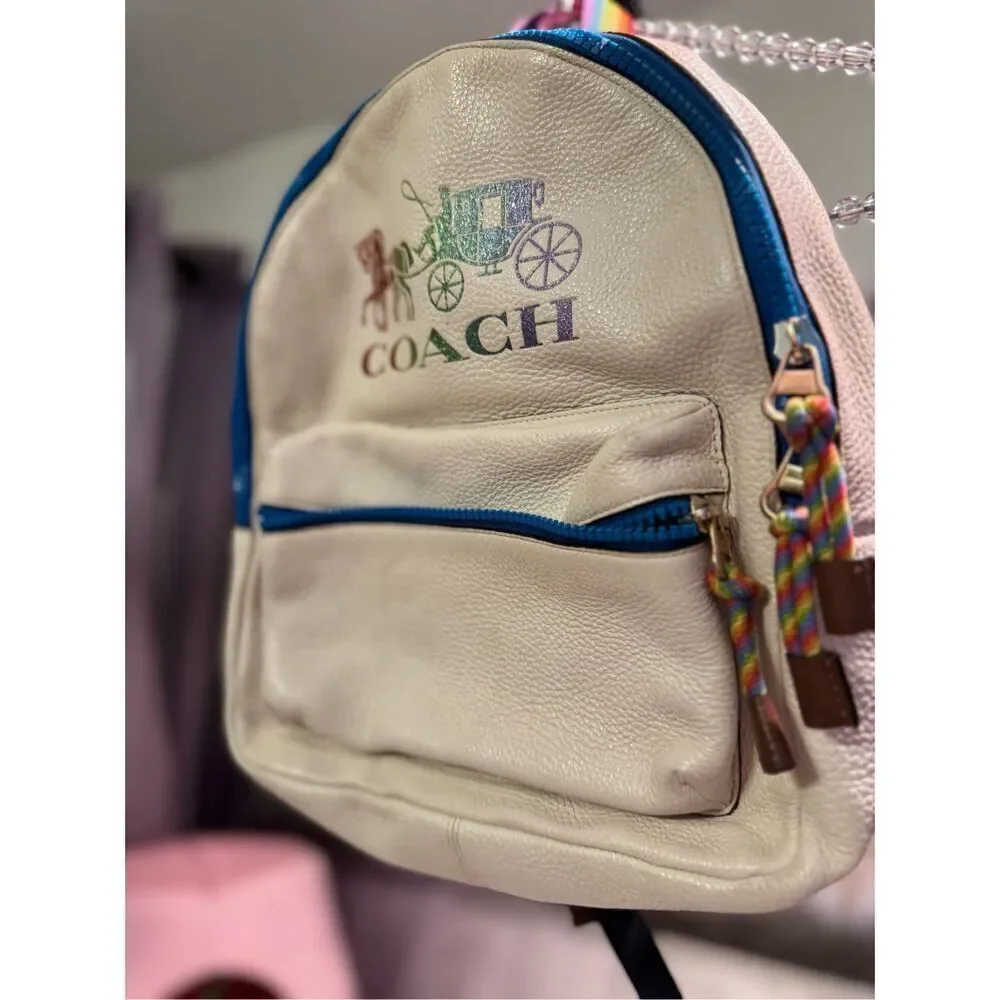 Coach rainbow pride white  leather medium Charlie rucksack backpack bag